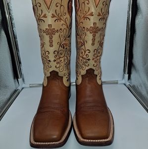 Twisted X square toe tan brown cowboy cowgirl boots 7M